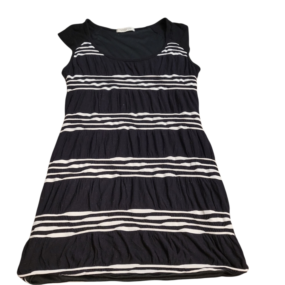 Arden B Small Black and White Striped Sleeveless  Long Shirt